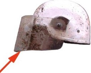 helmet with visor standing out from it.